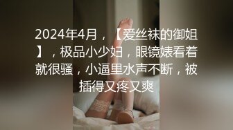 2024年4月，【爱丝袜的御姐】，极品小少妇，眼镜婊看着就很骚，小逼里水声不断，被插得又疼又爽